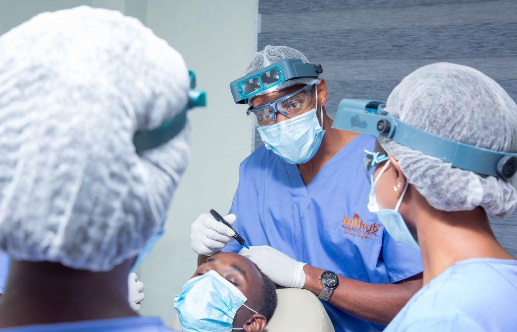 Hairhub team teaching in the clinic