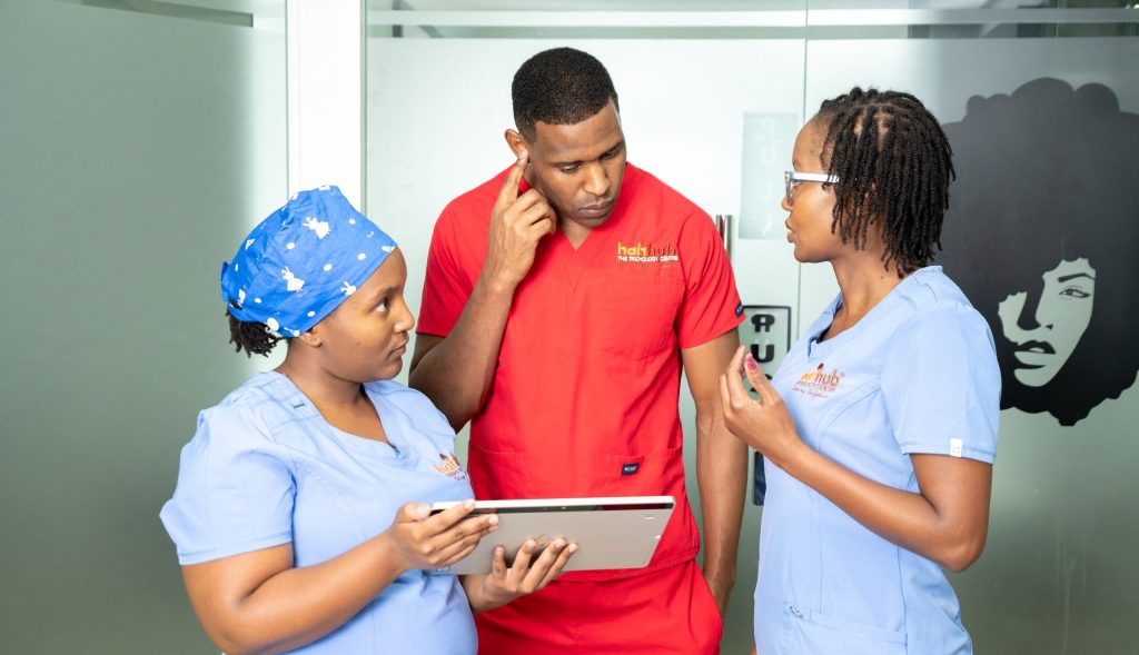 The Hairhub clinical team reviewing a patient plan together